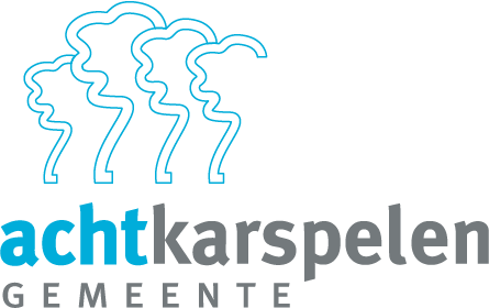 Logo van gemeente Achtkarspelen met blauwe torens en grijze tekst voor huishoudelijke hulp dienstverlening